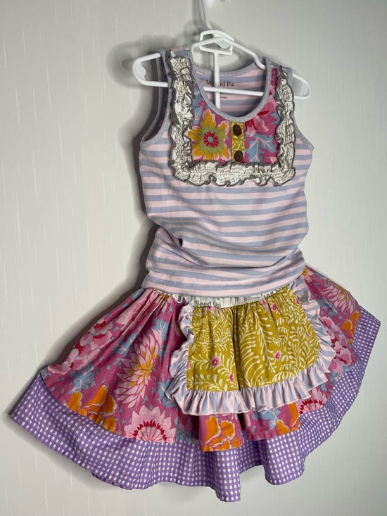Mustard Pie Girls Twirl Full Circle Skirt With Tank Top Size 5 - Picture 2 of 15